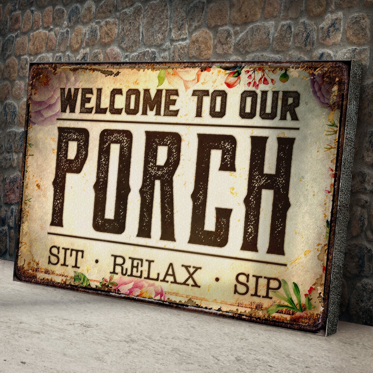 Welcome To Our Porch Canvas Sign III