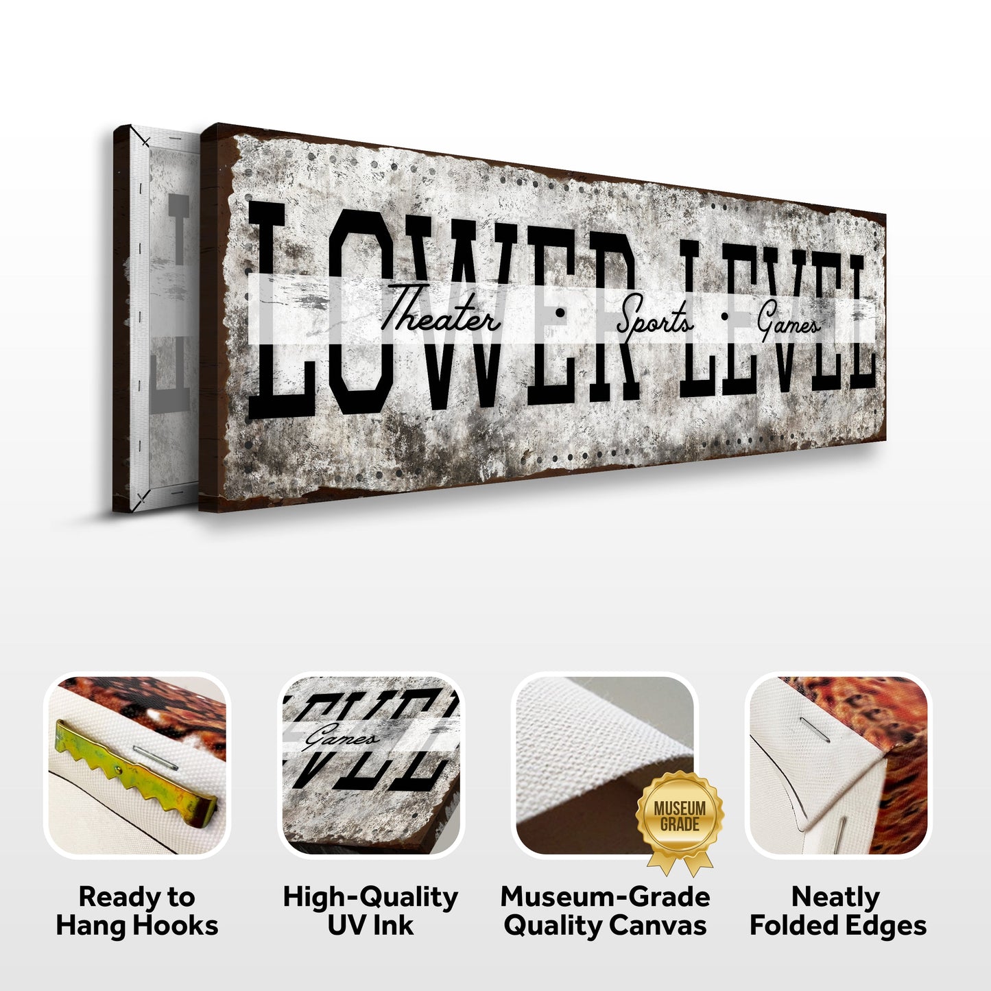Lower Level Theater Sports Bar Canvas Sign