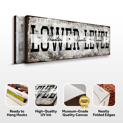 Lower Level Theater Sports Bar Canvas Sign