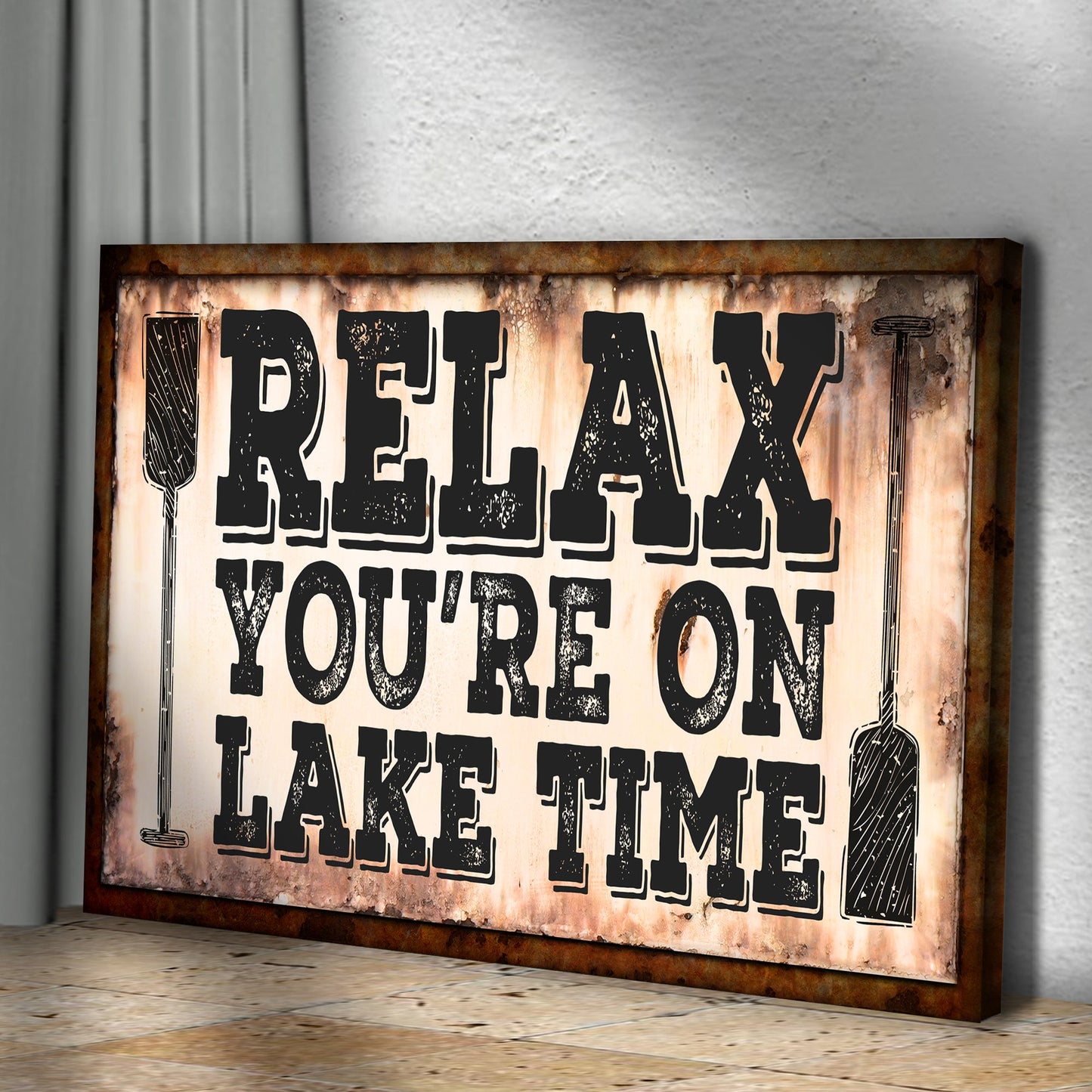 Lake Time Canvas Wall Art Sign