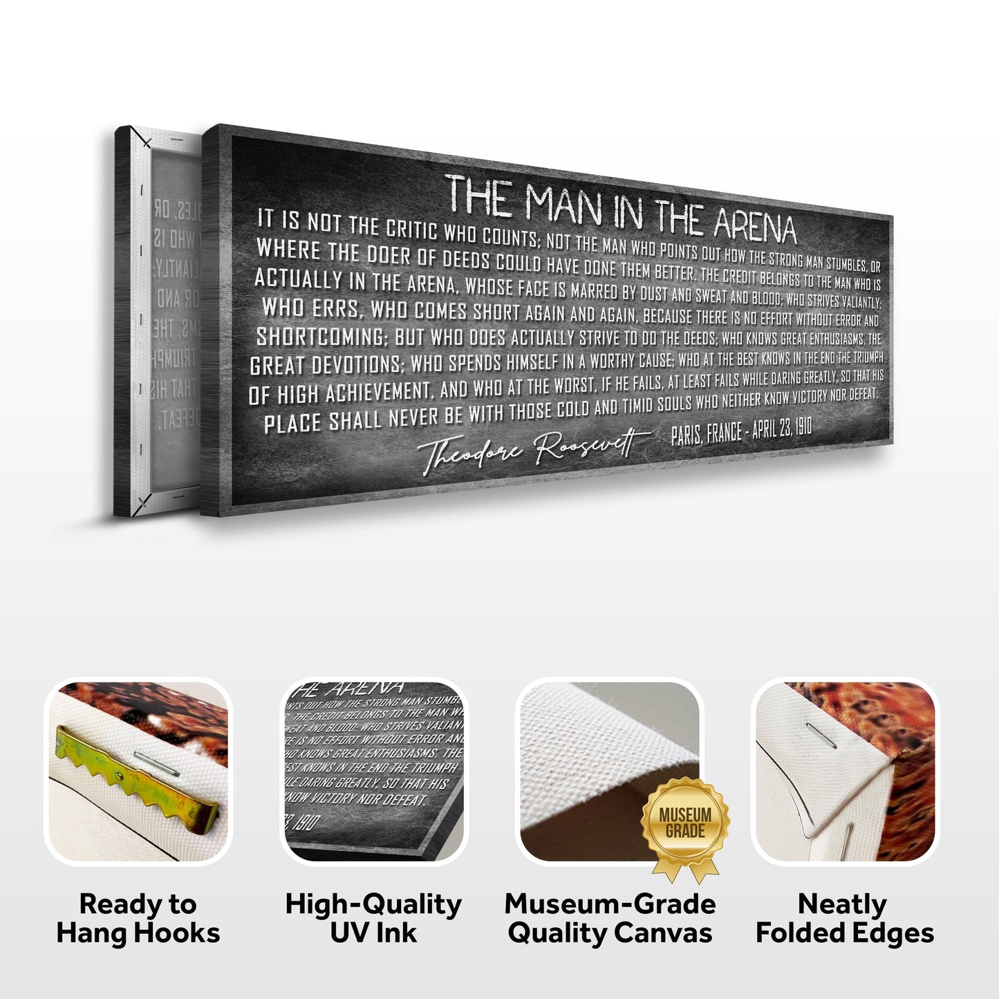 Man in the Arena Quote Canvas Wall Art VII
