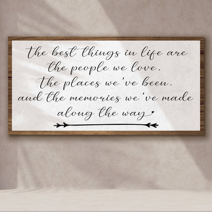 The Best Things in Life motivational canvas wall art sign for home decor