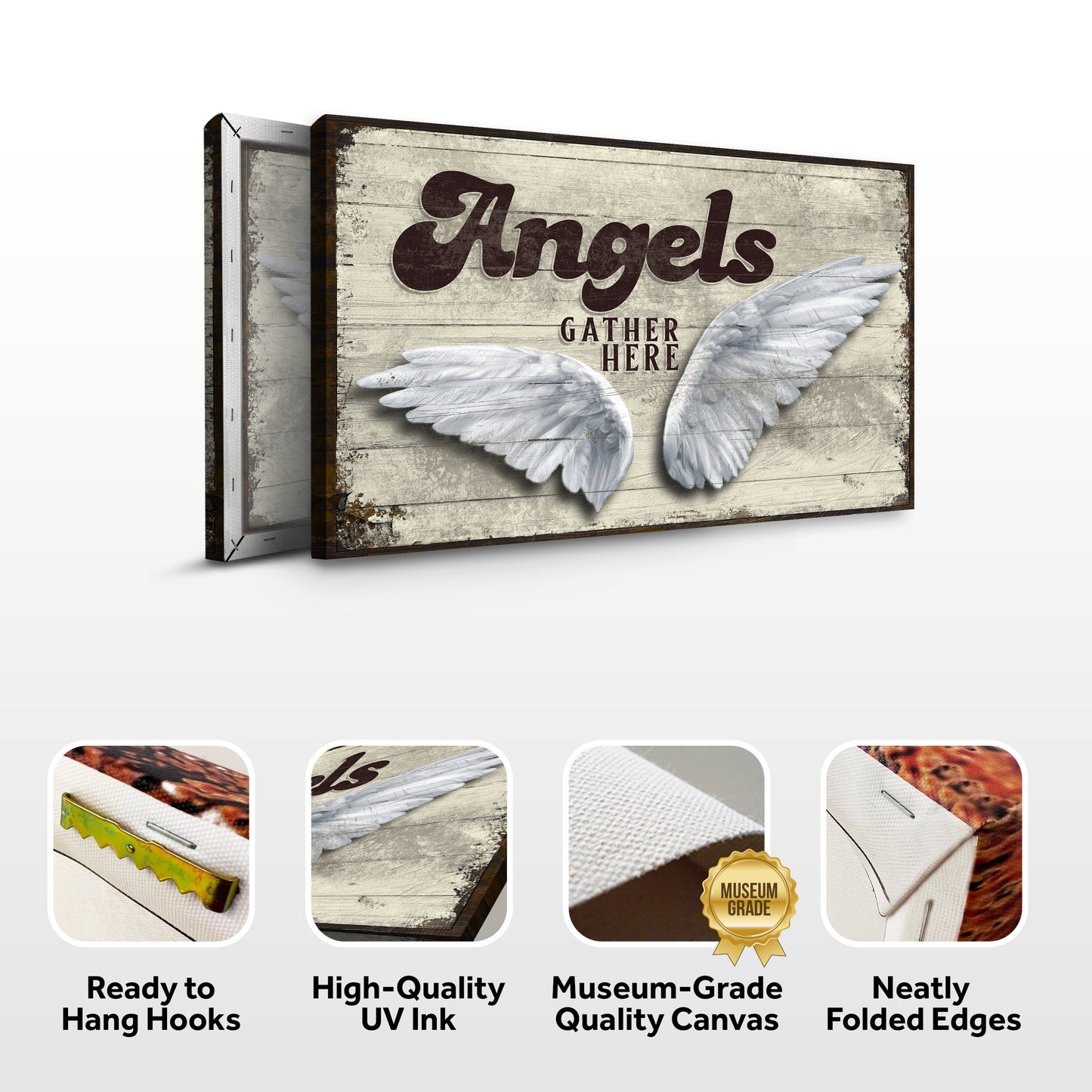 Angels Gather Here Canvas Sign