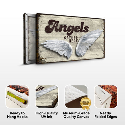Angels Gather Here Canvas Sign