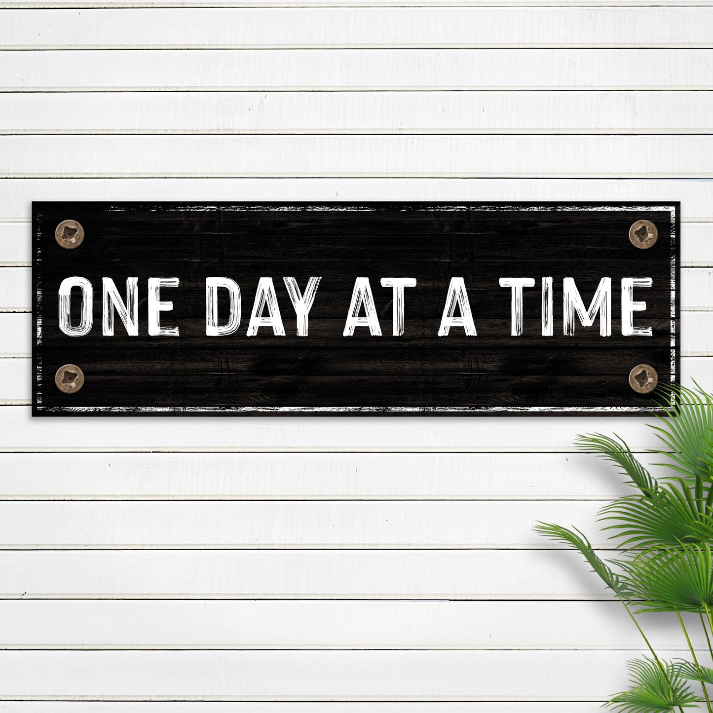 One Day at a Time motivational canvas wall sign for living rooms