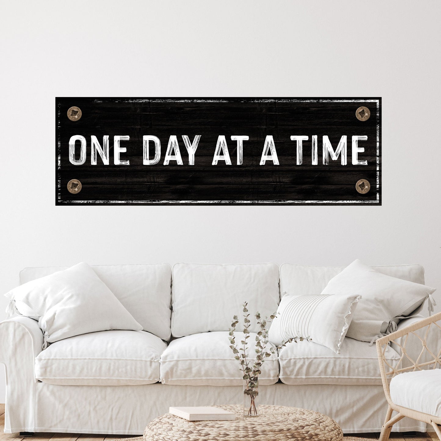 One Day at a Time Motivational Canvas Wall Sign
