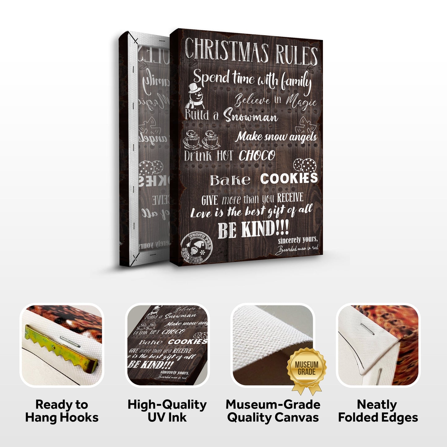 Christmas Rules Sign Canvas Wall Art