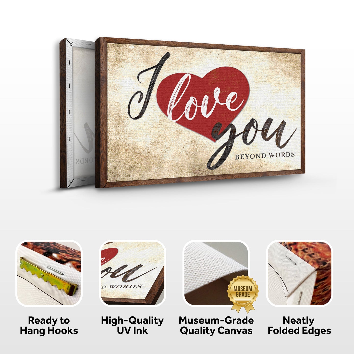 Valentine Beyond Words Romantic Canvas Wall Art Sign