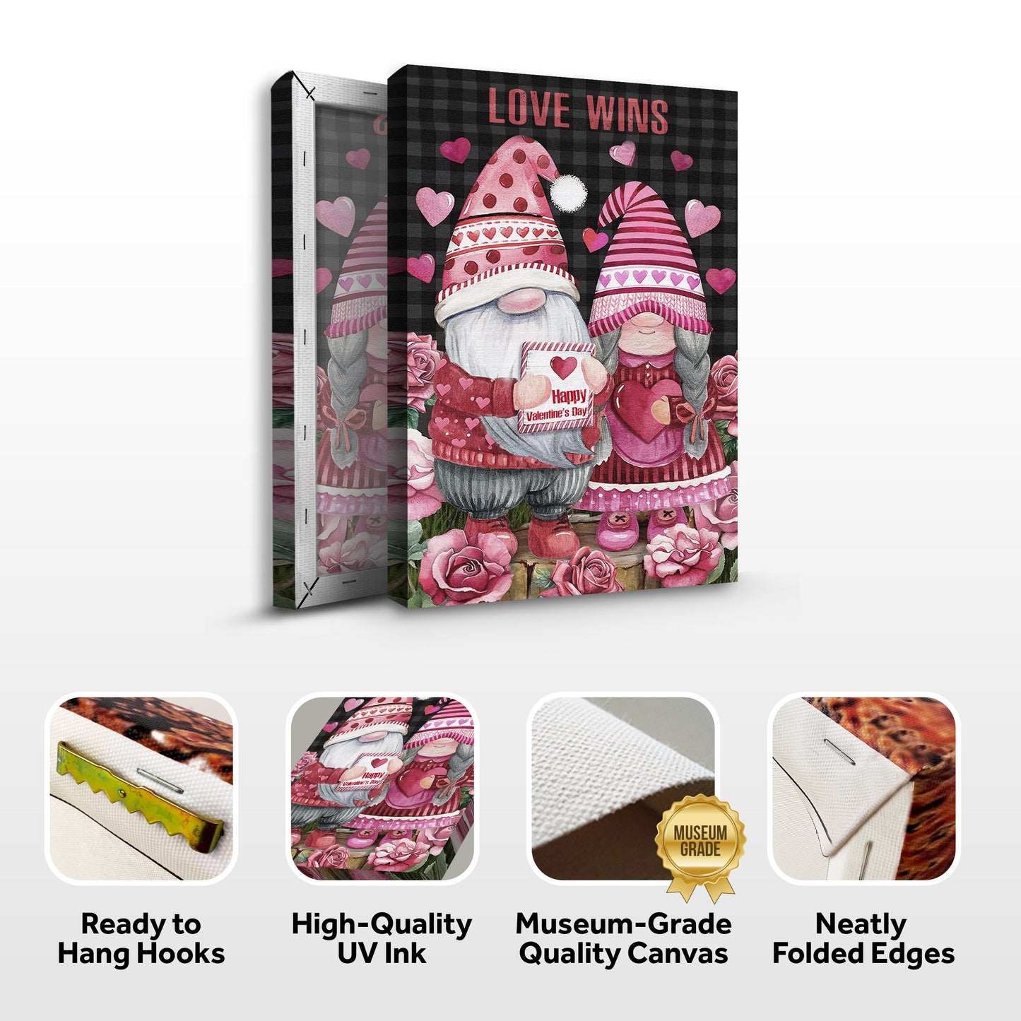 Valentine Gnomes Cute Canvas Wall Art Sign