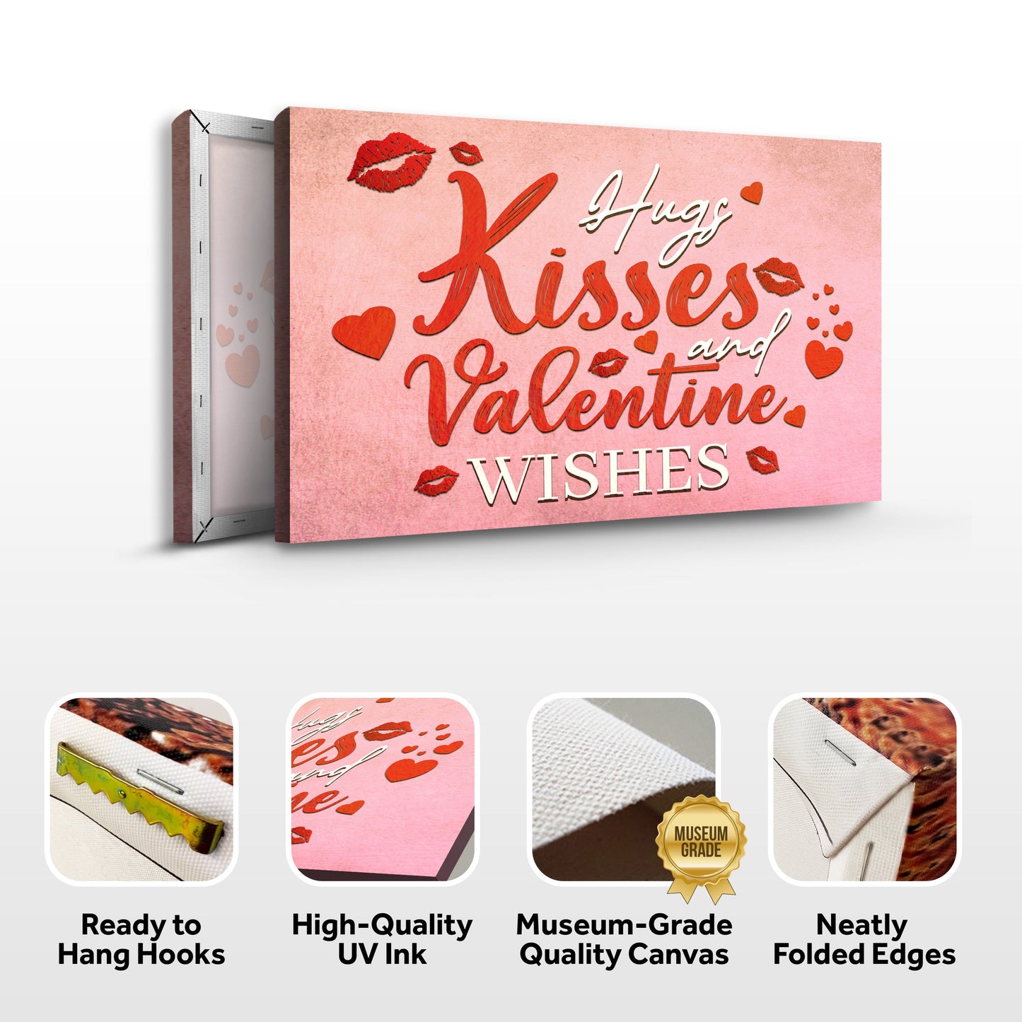 Hugs Kisses and Valentine Wishes Canvas Wall Art