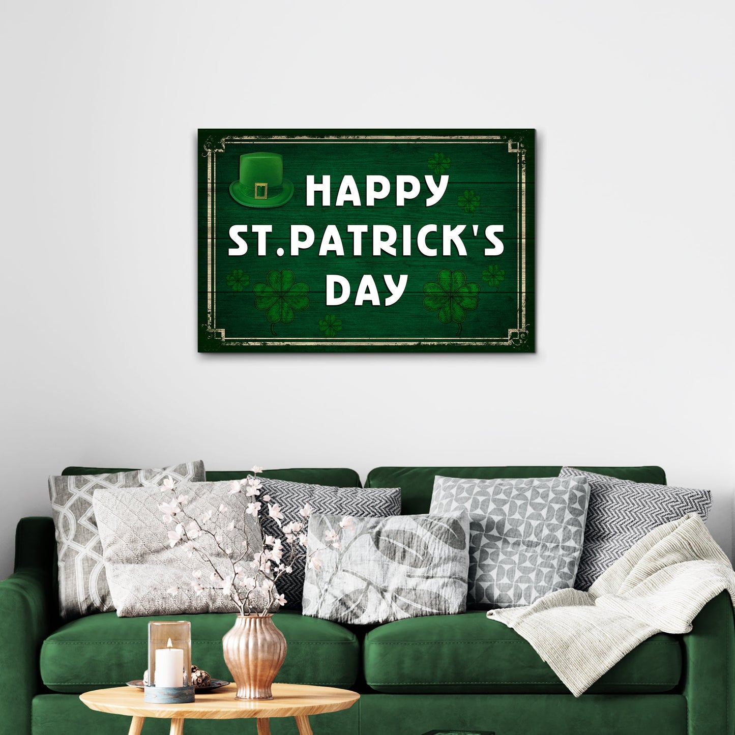 Irish For A Day Irish Forever canvas wall art with festive vintage Irish lettering