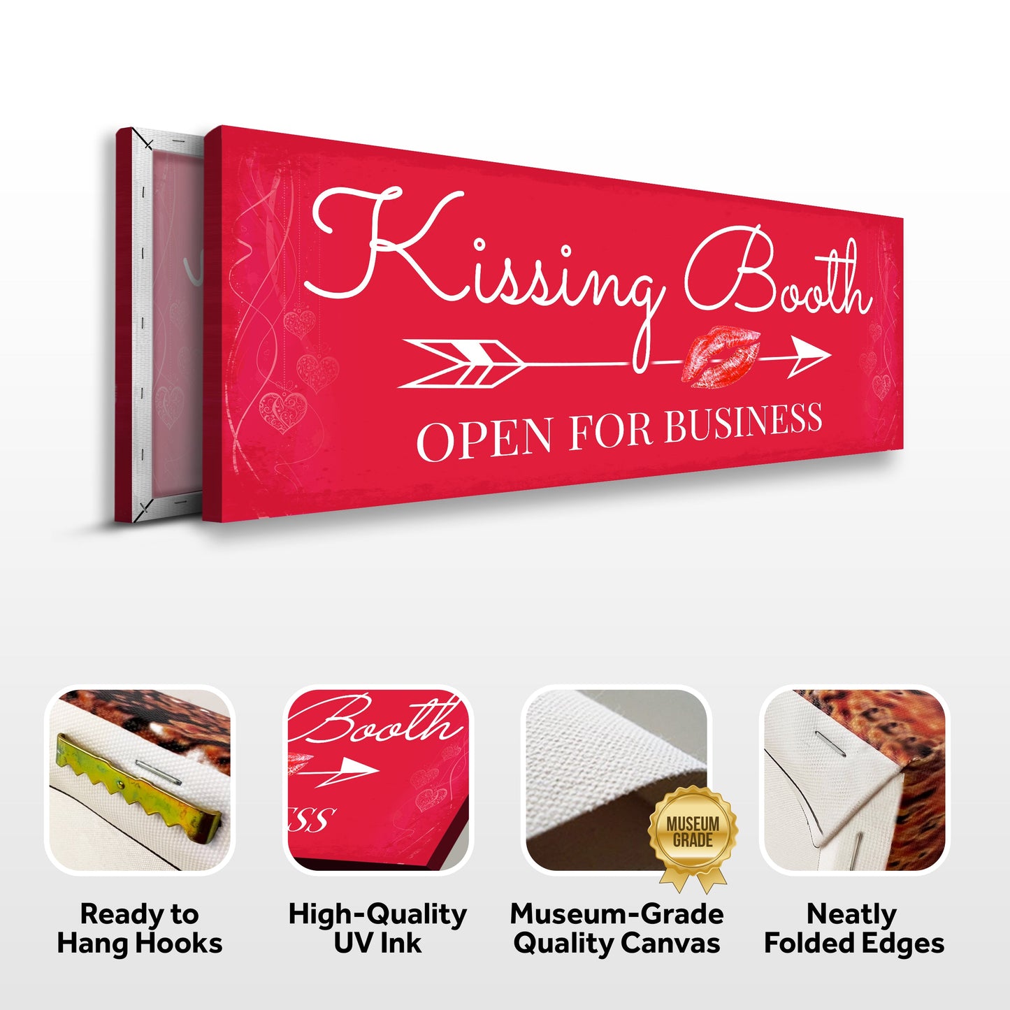 Kissing Booth Open For Business Canvas Sign