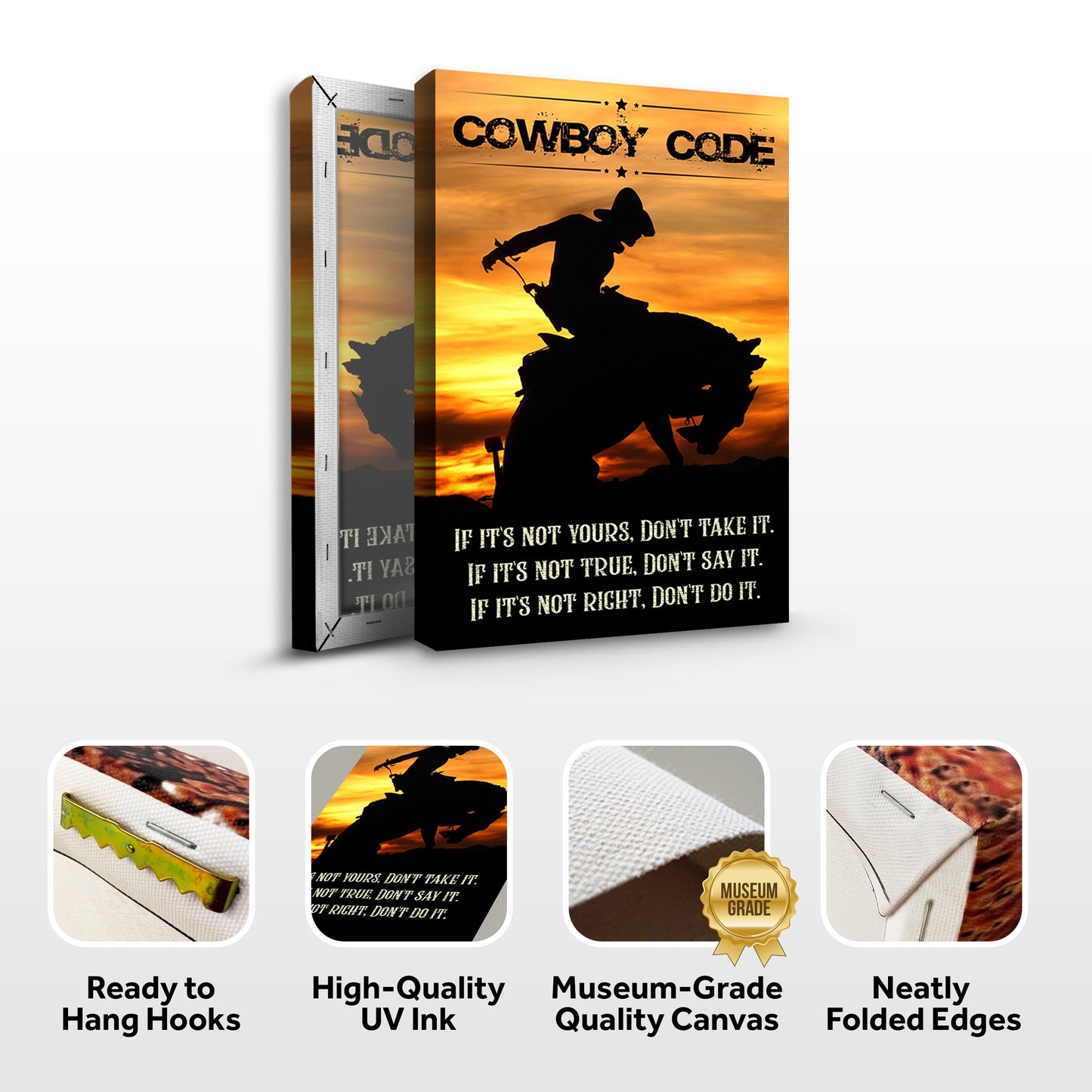 Cowboy Code Western Canvas Wall Art