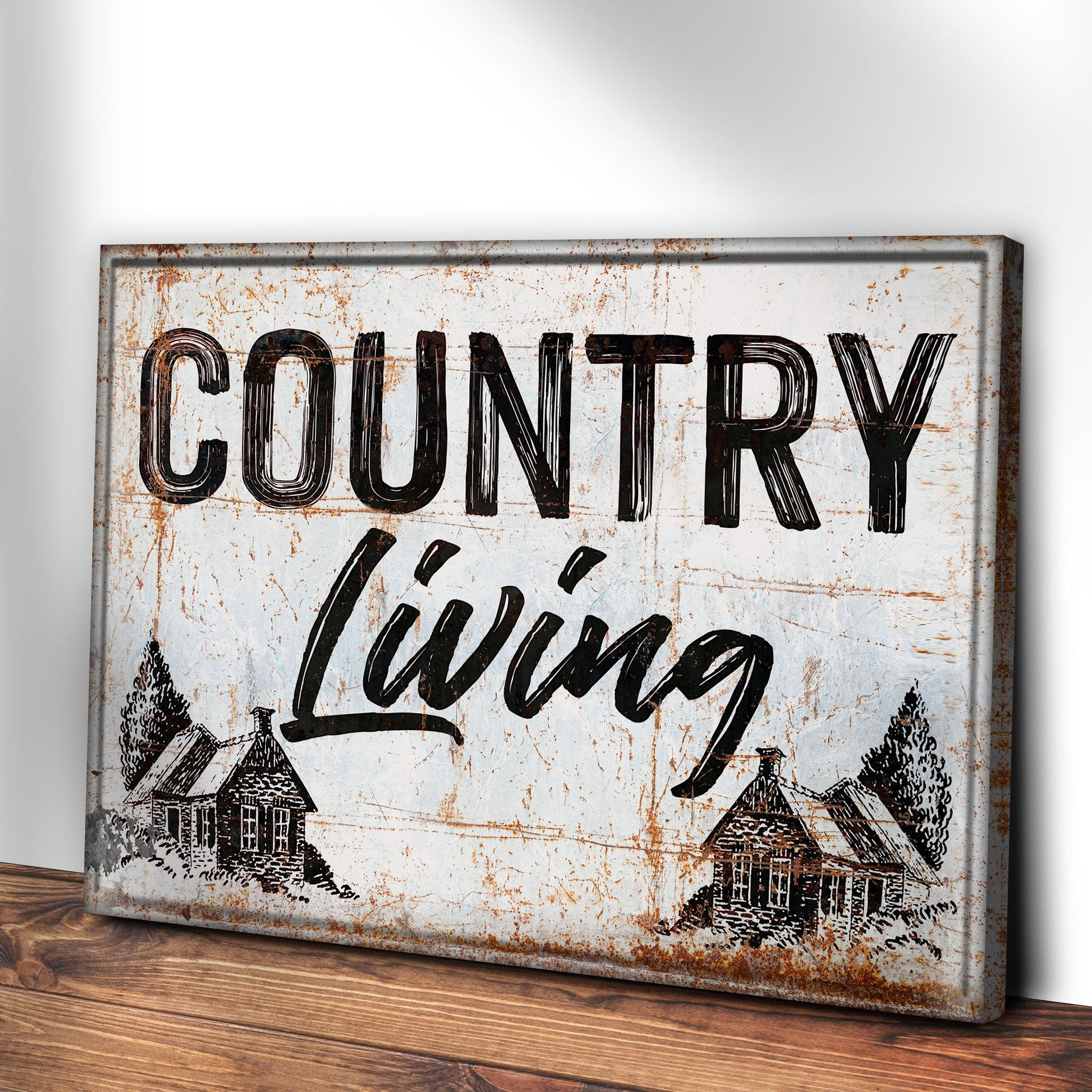 Country living rustic farmhouse canvas wall art with countryside imagery