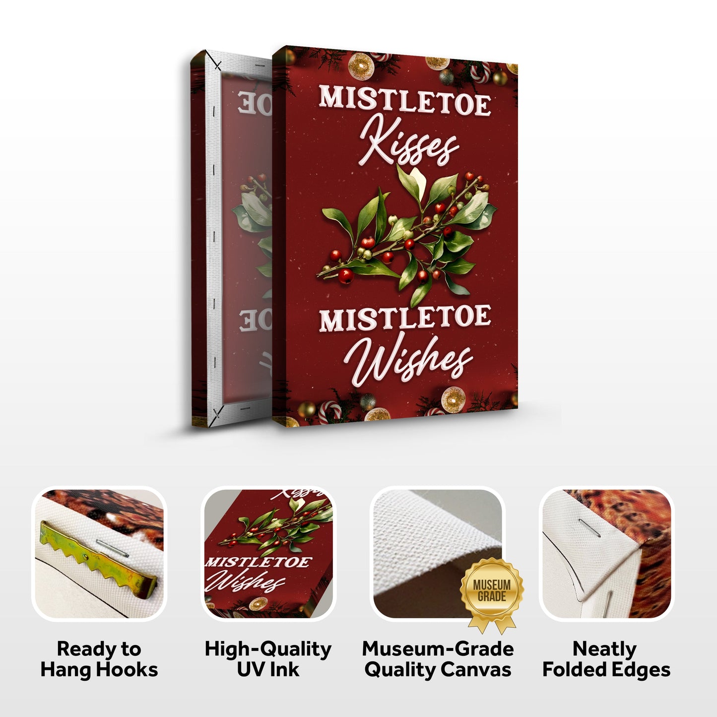 Kisses and Wishes Mistletoe Christmas Canvas Art