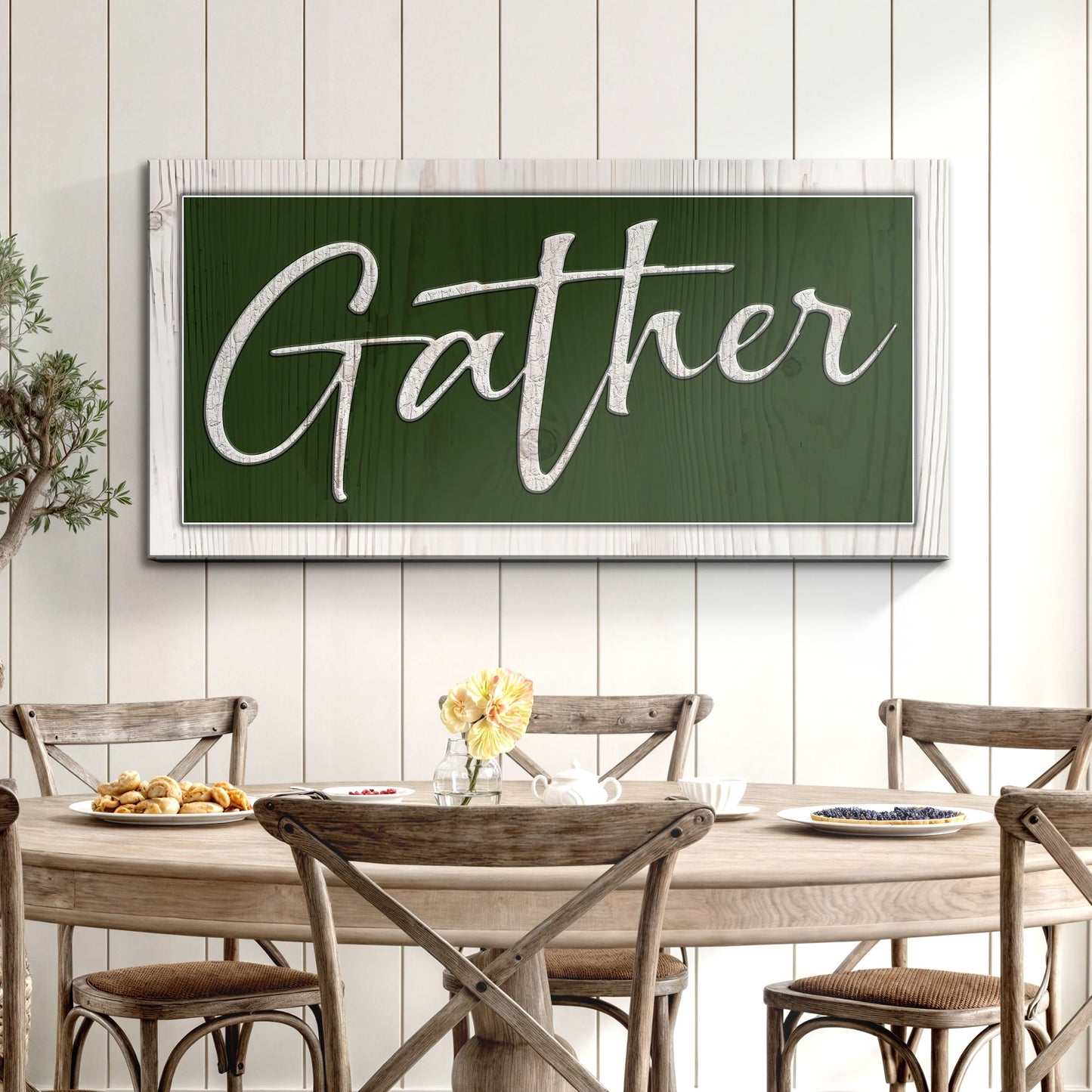 Gather Canvas Wall Art Sign - Script Font
