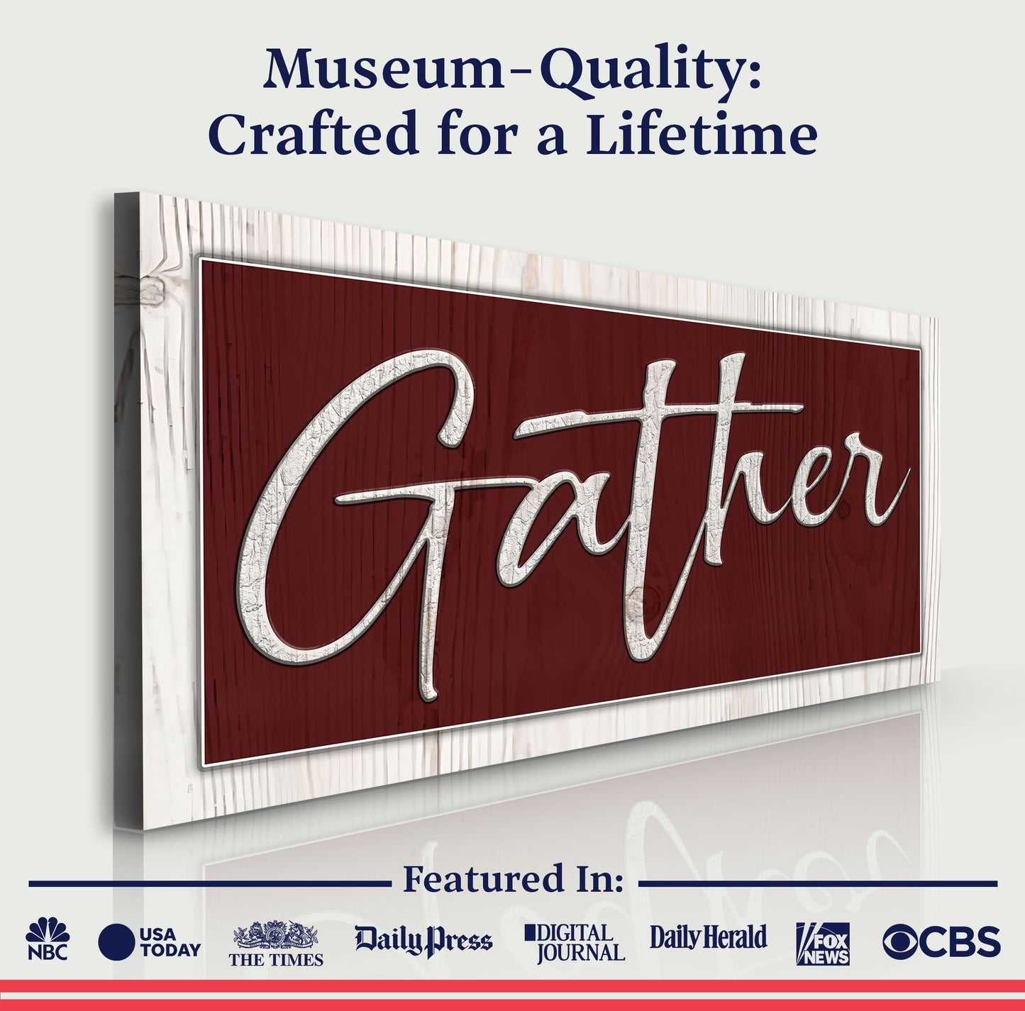 Gather Canvas Wall Art Sign - Wreath Accent