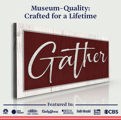 Gather Canvas Wall Art Sign - Wreath Accent