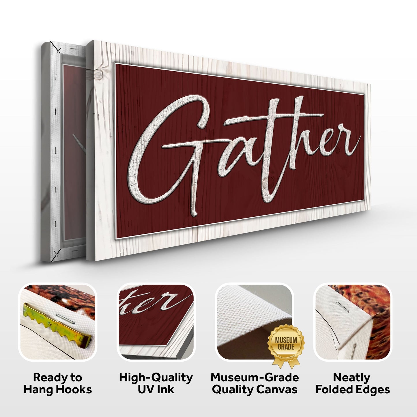 Gather Canvas Wall Art Sign - Wreath Accent
