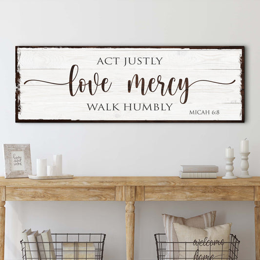 Act Justly Love Mercy Walk Humbly Faith Canvas Sign II