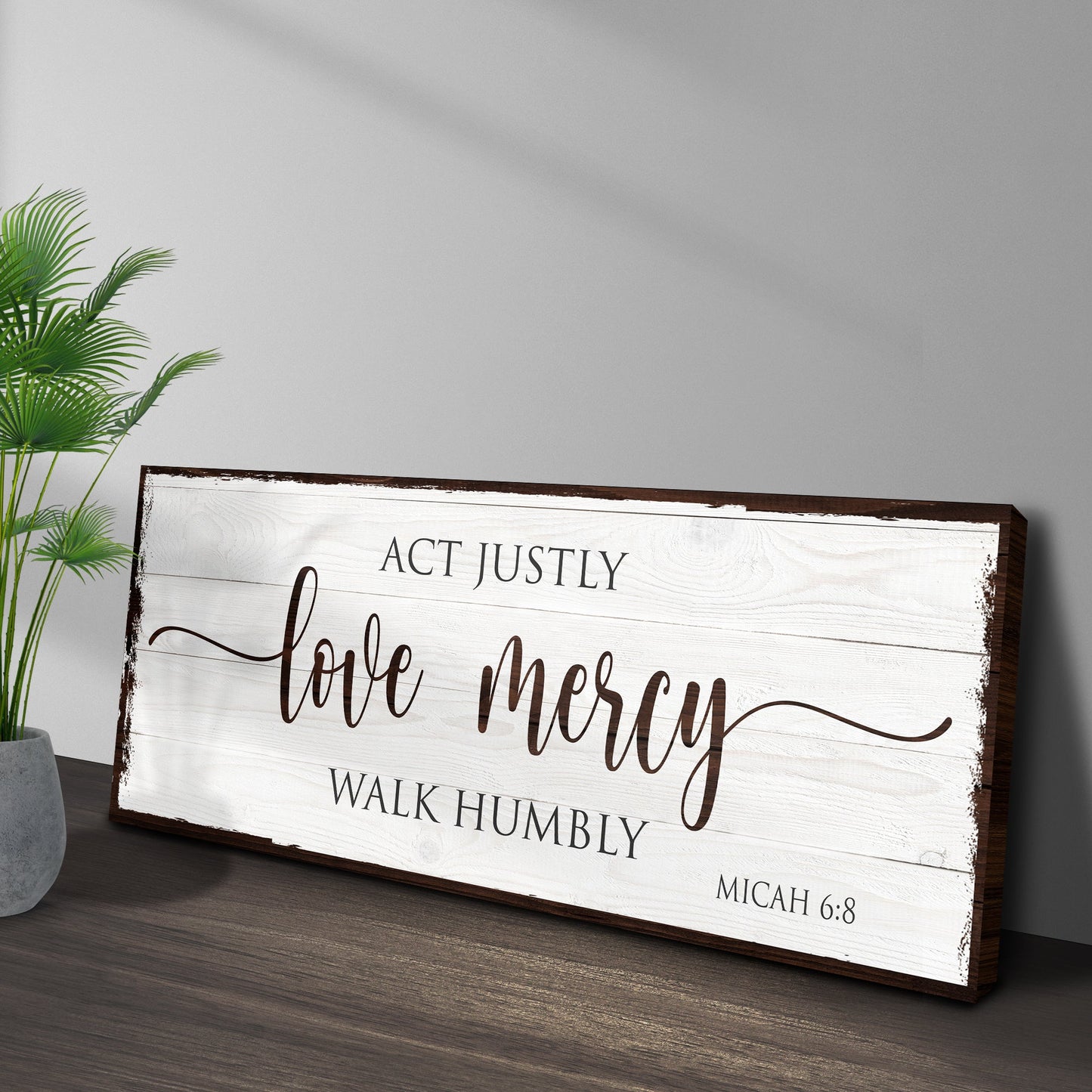 Act Justly Love Mercy Walk Humbly Faith Canvas Sign II