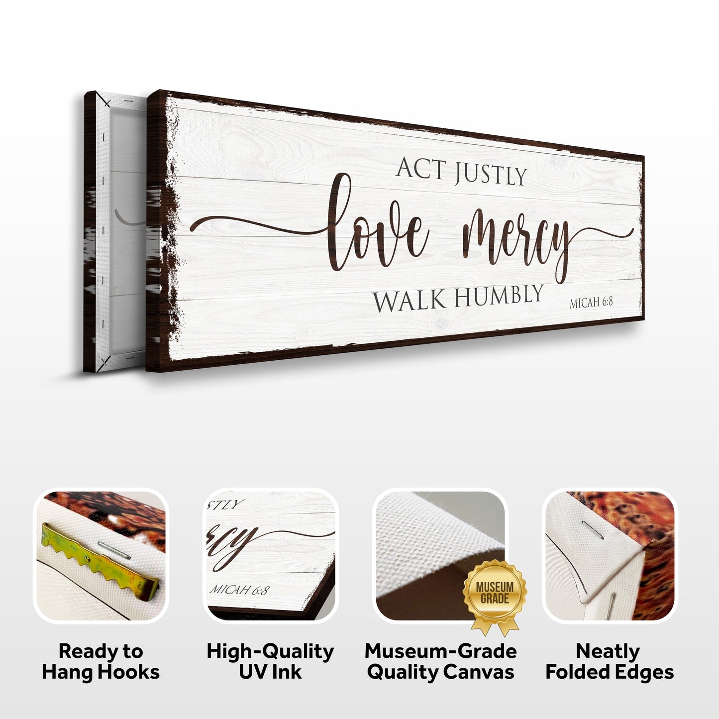 Act Justly Love Mercy Walk Humbly Faith Canvas Sign II