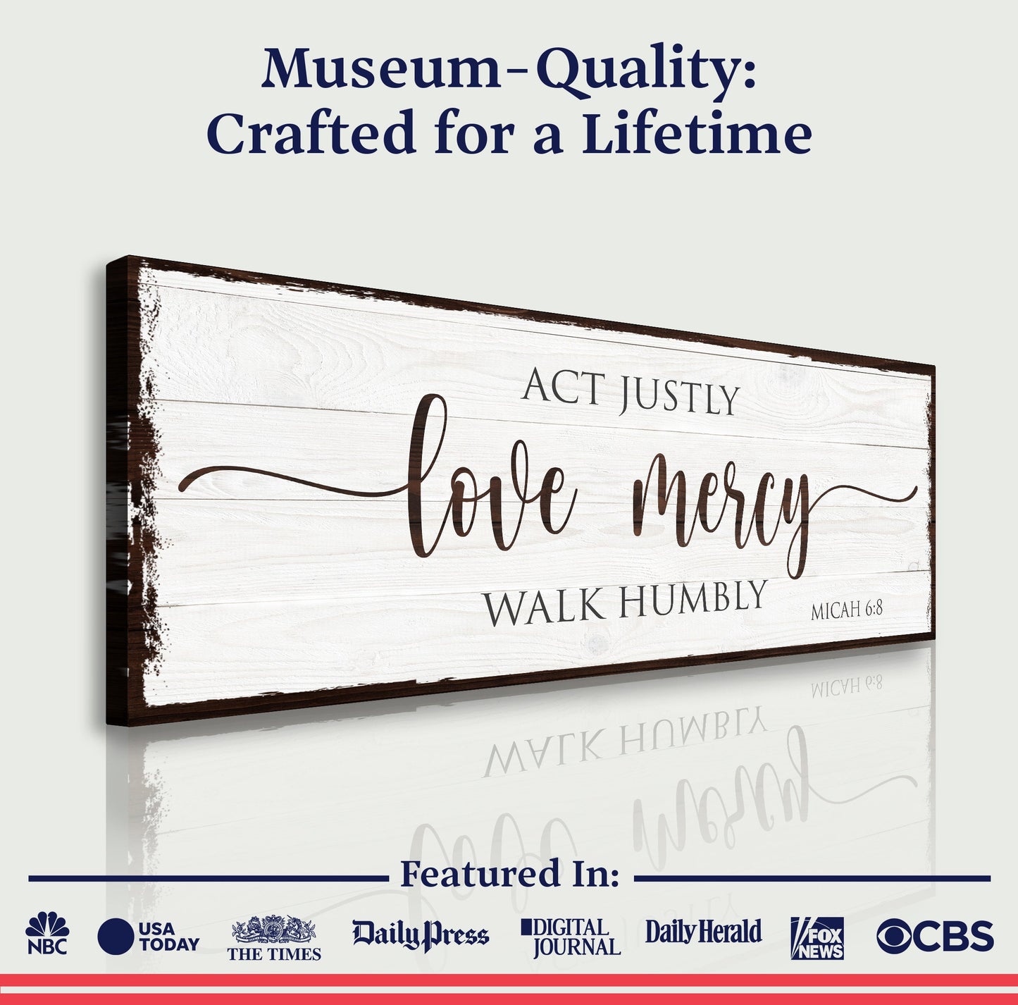 Act Justly Love Mercy Walk Humbly Faith Canvas Sign II