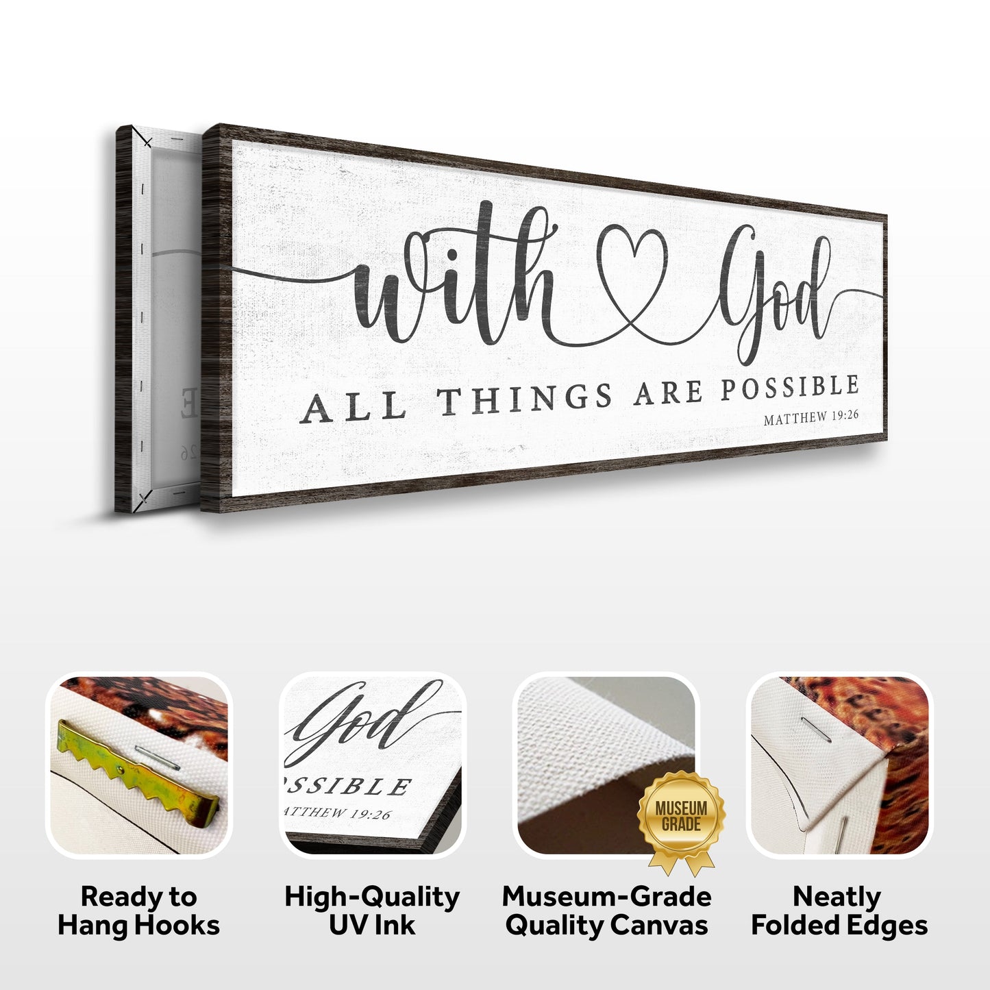 With God All Things Possible Faith Canvas Sign