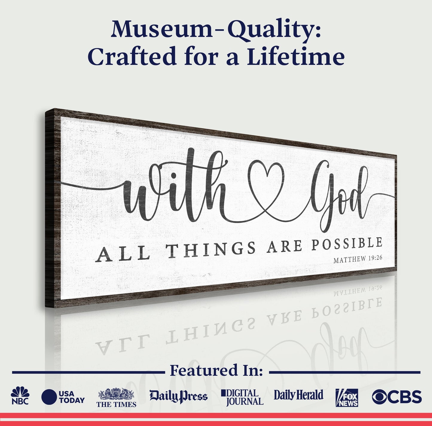 With God All Things Possible Faith Canvas Sign