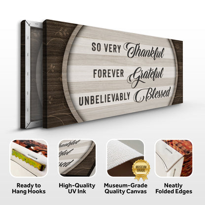 Thankful Grateful Blessed Canvas Wall Art Sign