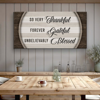 Thankful Grateful Blessed Canvas Wall Art Sign