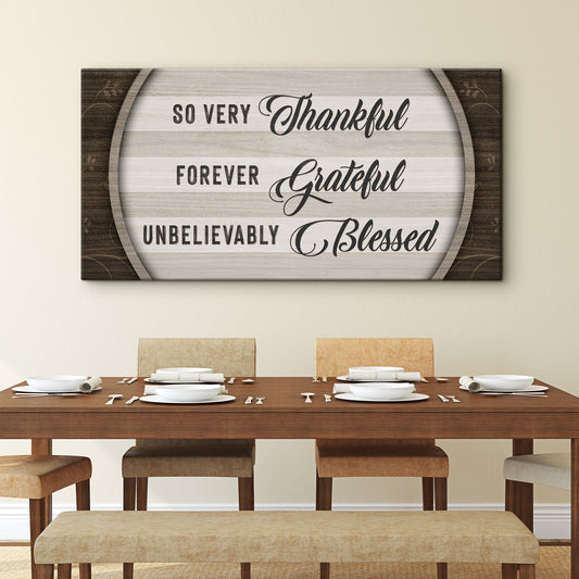 Thankful Grateful Blessed canvas wall art sign for farmhouse or home decor