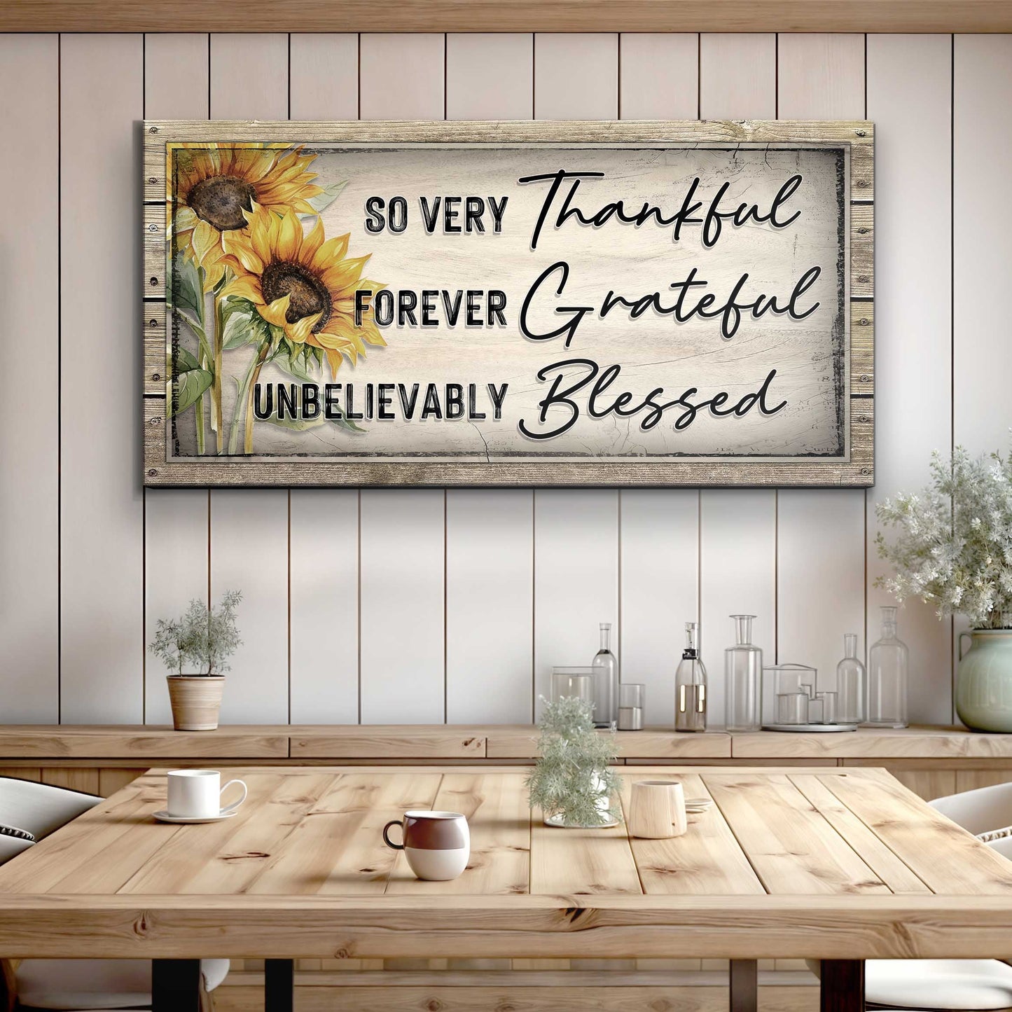 Grateful Thankful Blessed Family Canvas Wall Art