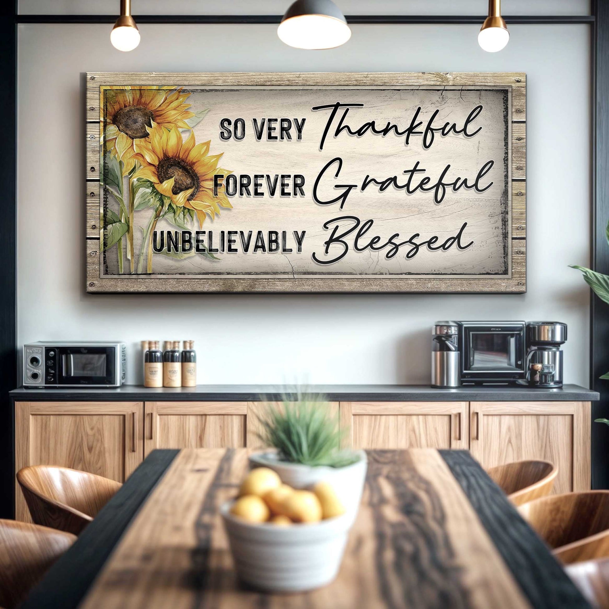 Grateful Thankful Blessed family canvas wall art with a heartfelt message, ready to hang