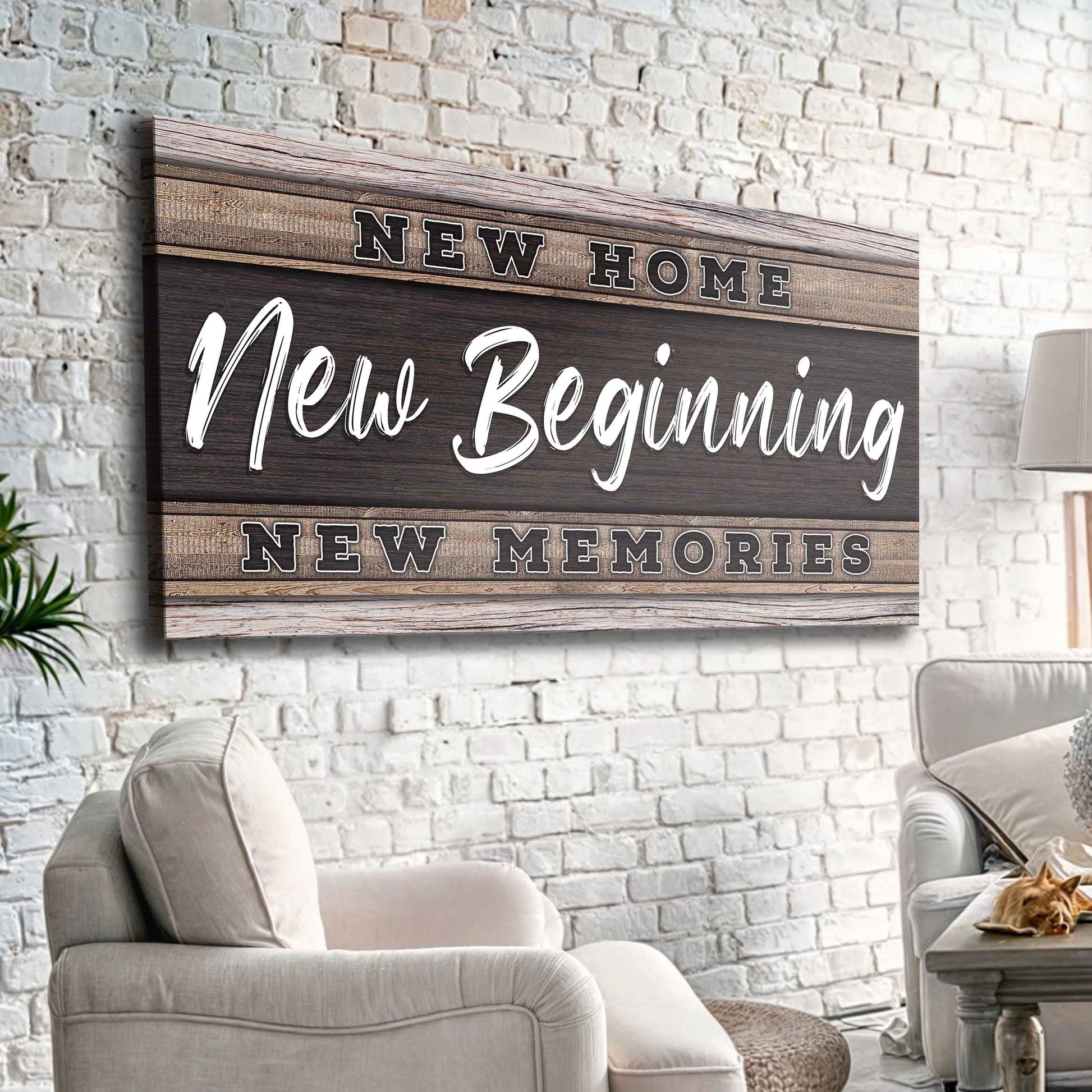 New Home New Beginning canvas wall sign housewarming decor