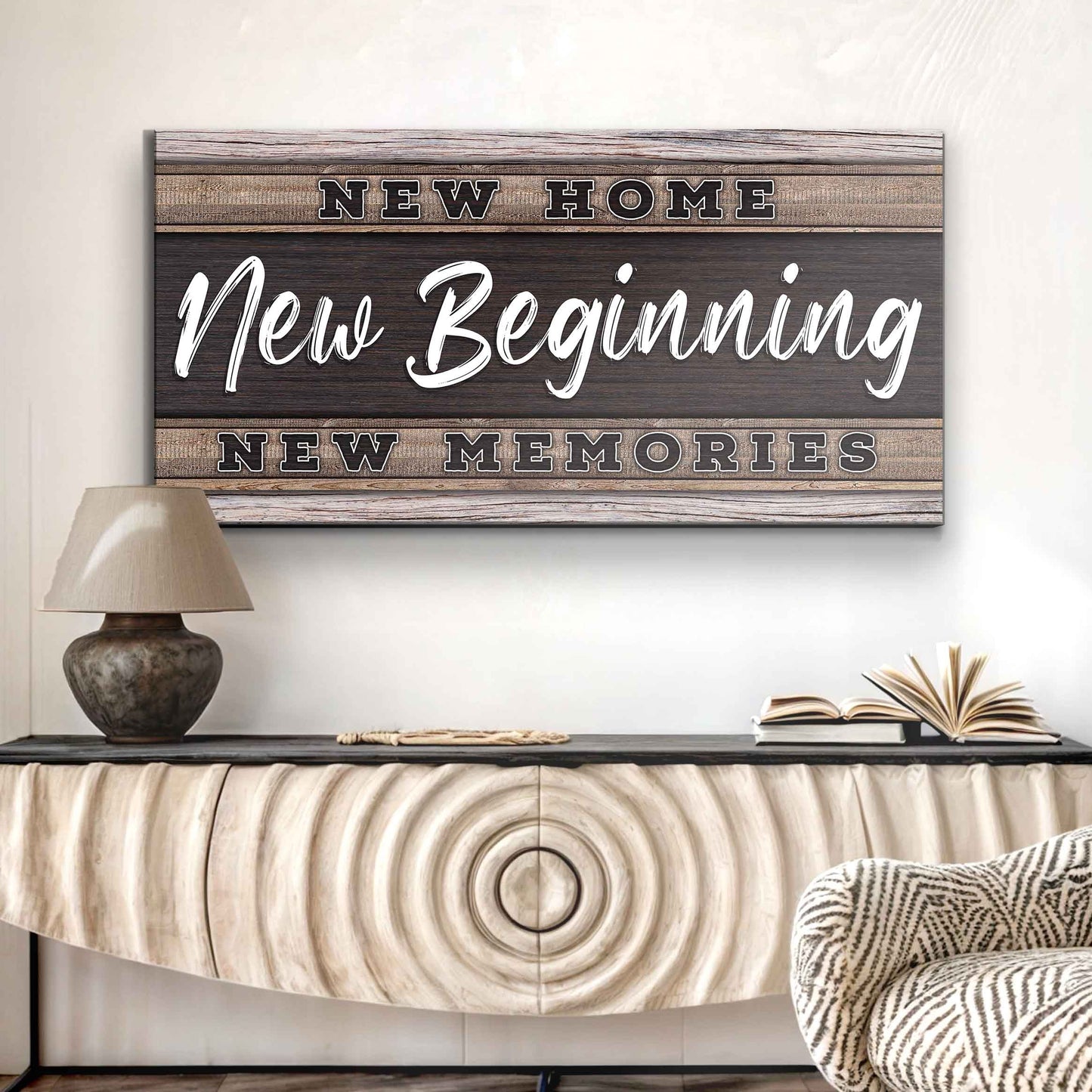 New Home New Beginning Canvas Wall Sign