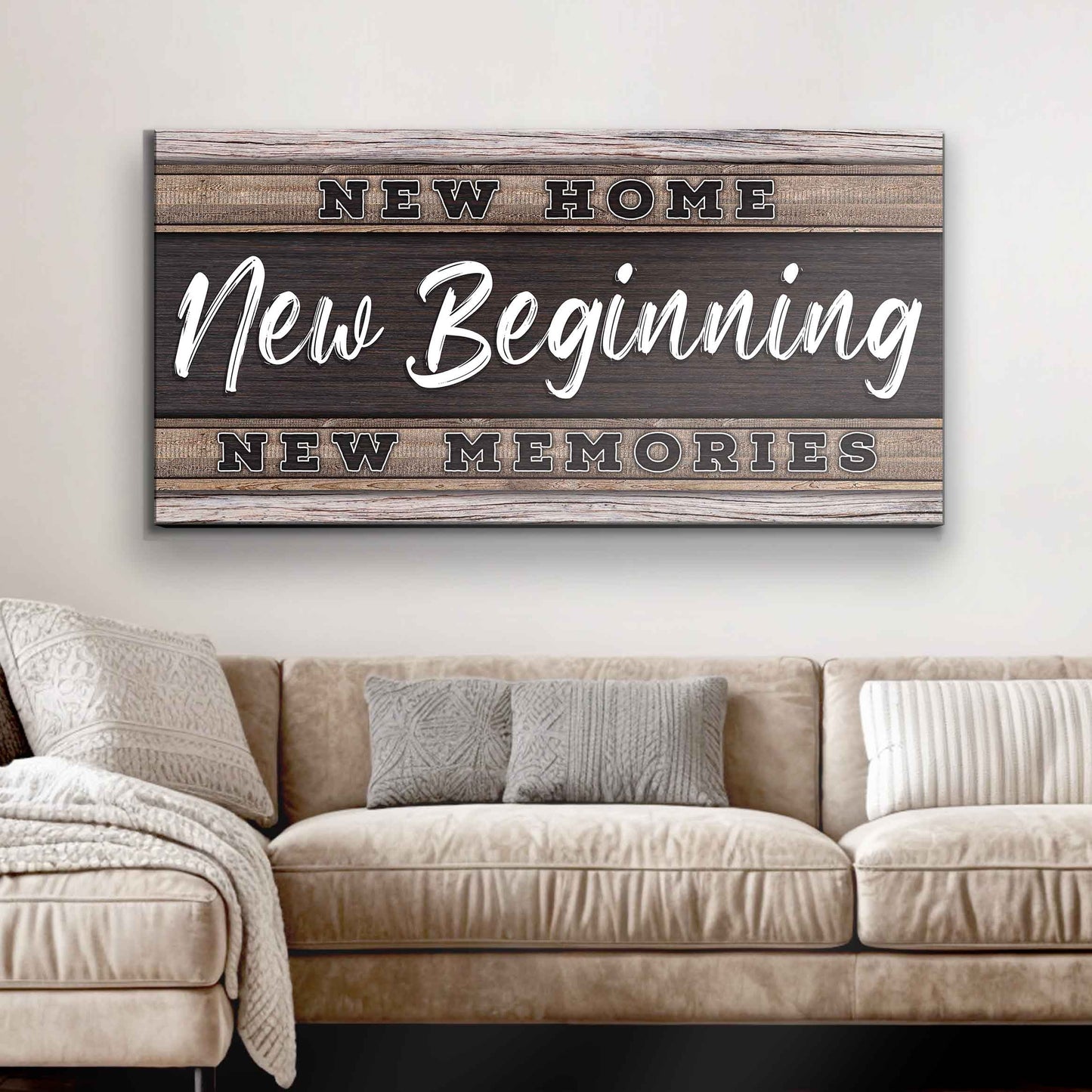 New Home New Beginning Canvas Wall Sign