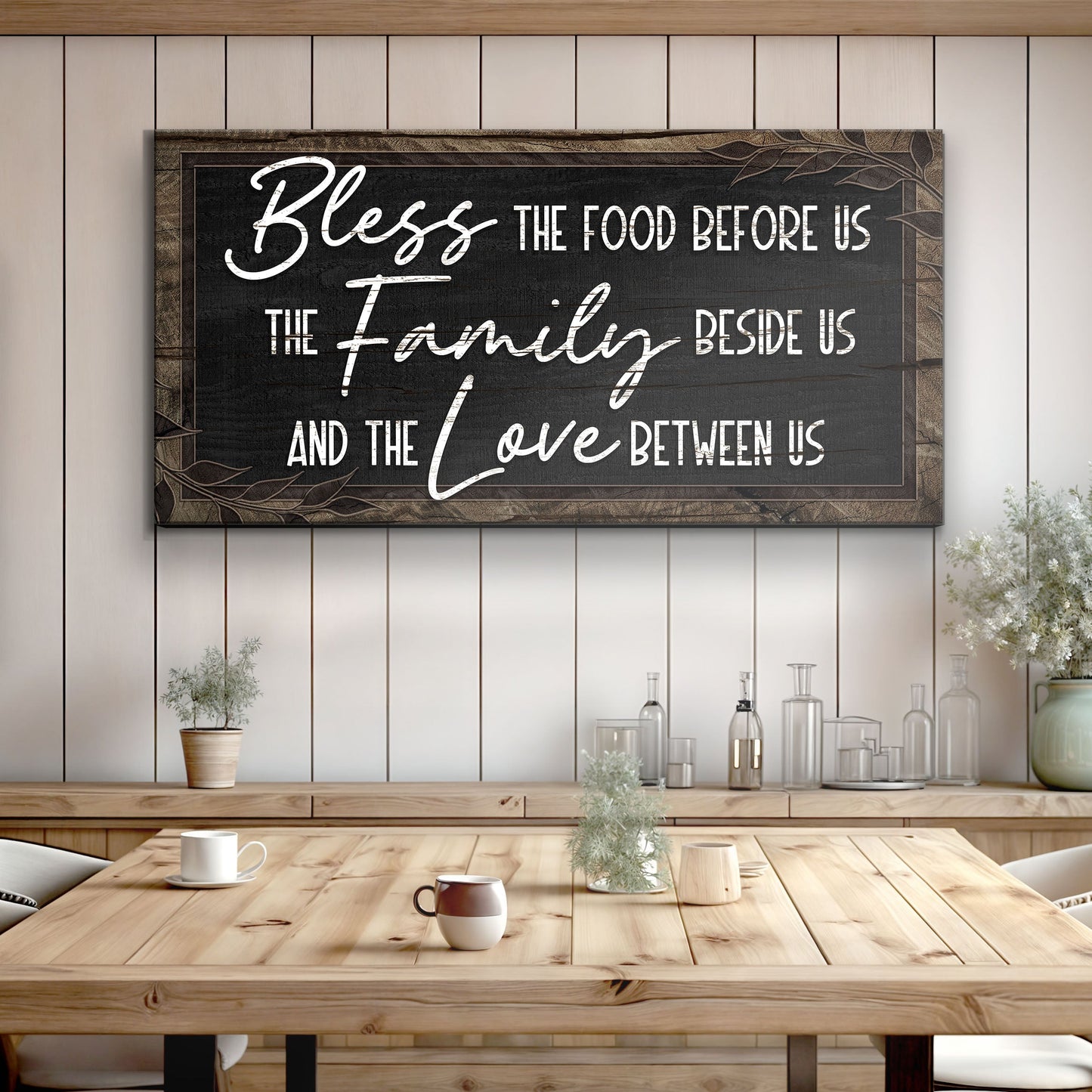 Bless the food before us canvas wall art kitchen and dining room prayer blessing