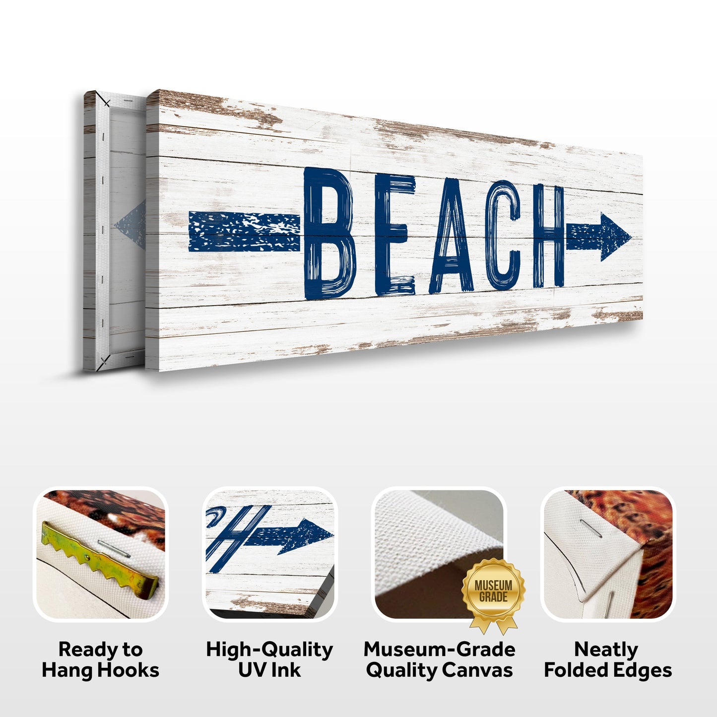 Shore Direction Beach Arrow Sign Canvas Wall Art