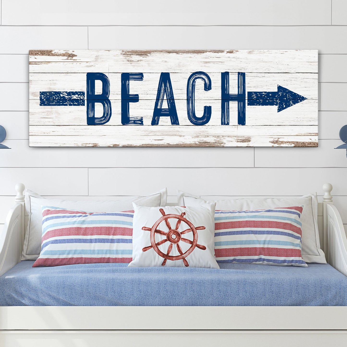 Shore Direction Beach Arrow Sign Canvas Wall Art