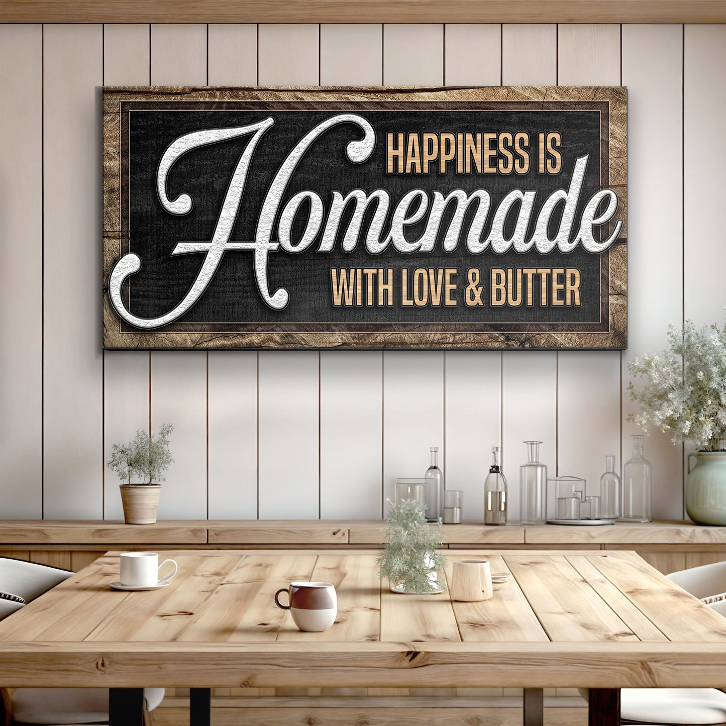Happiness is homemade kitchen canvas wall art II with inviting farmhouse typography
