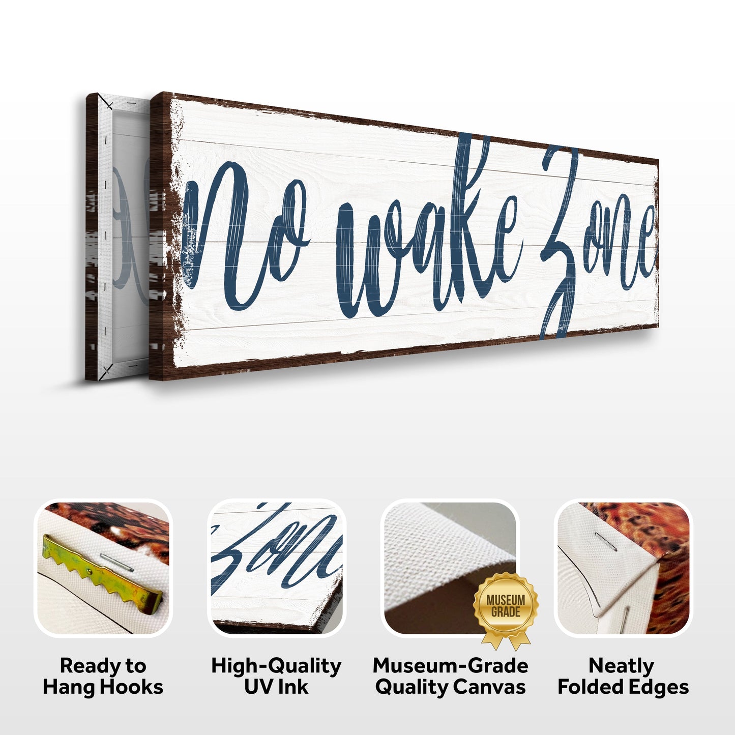 No Wake Zone Lake Canvas Sign - Nautical Wall Art