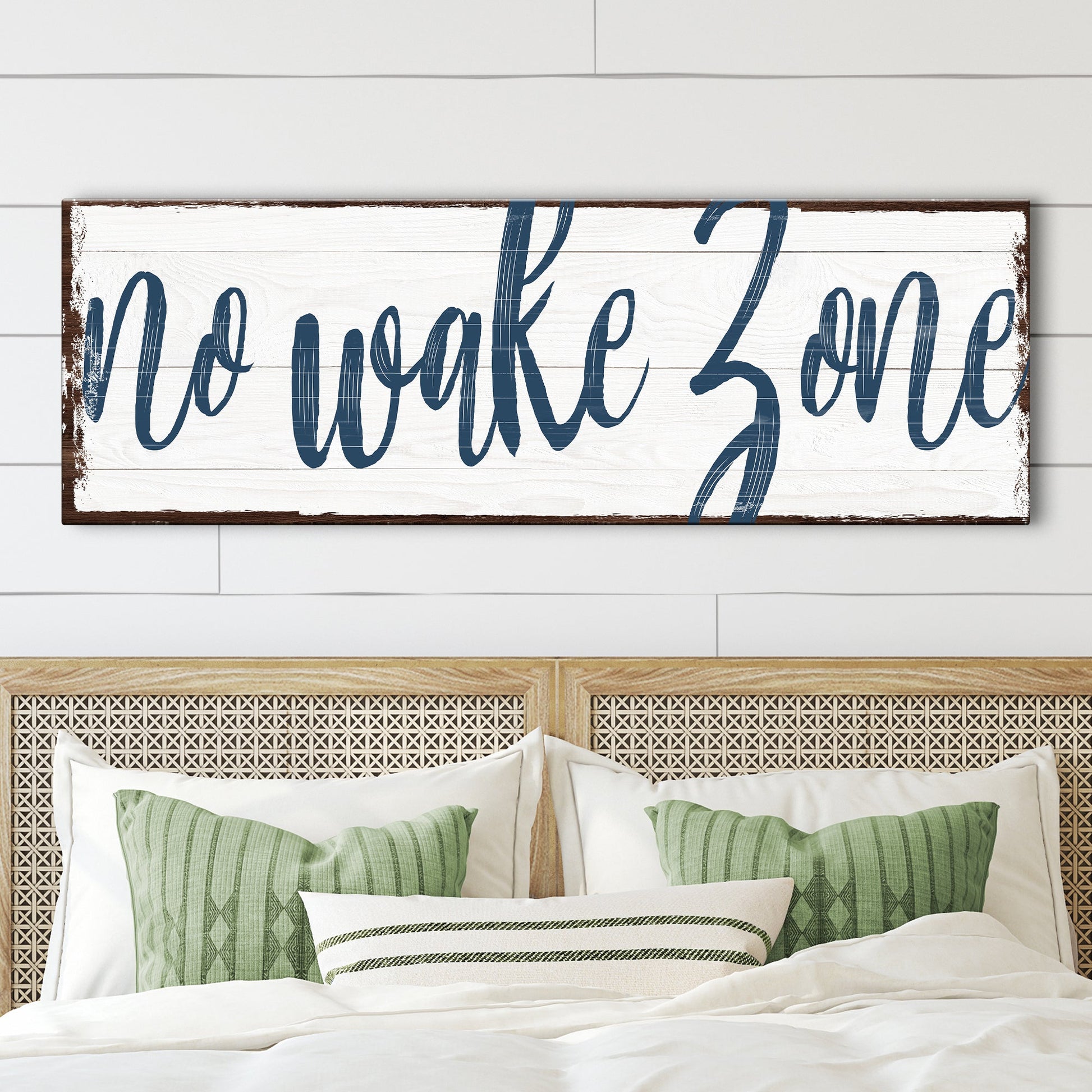 No Wake Zone lake canvas sign nautical wall art for waterfront homes