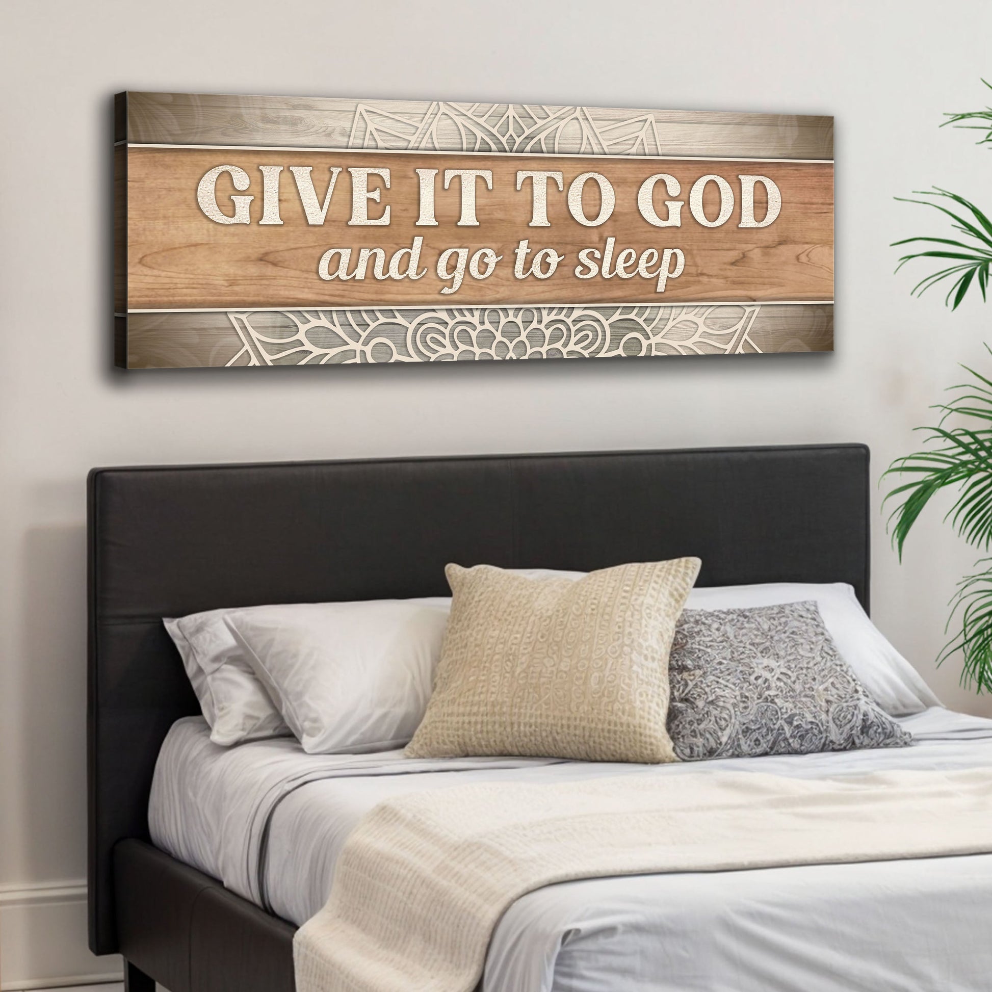 Give It to God and Go to Sleep faith canvas sign style IV for bedroom walls