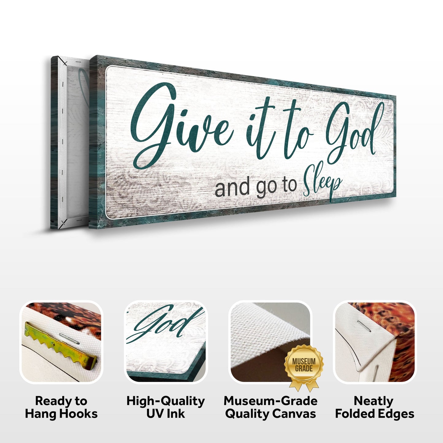 Give It to God and Go to Sleep Canvas Sign - Horizontal