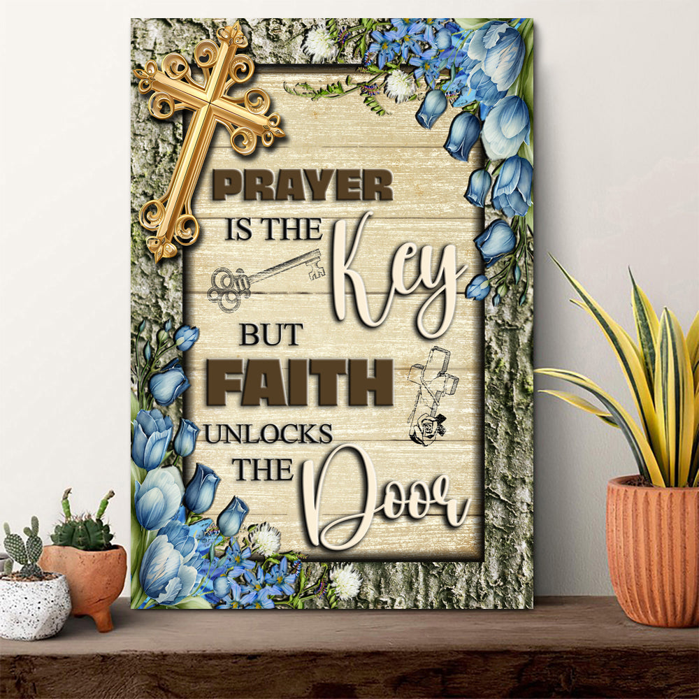Prayer Is the Key Faith Unlocks the Door Canvas Wall Art IV