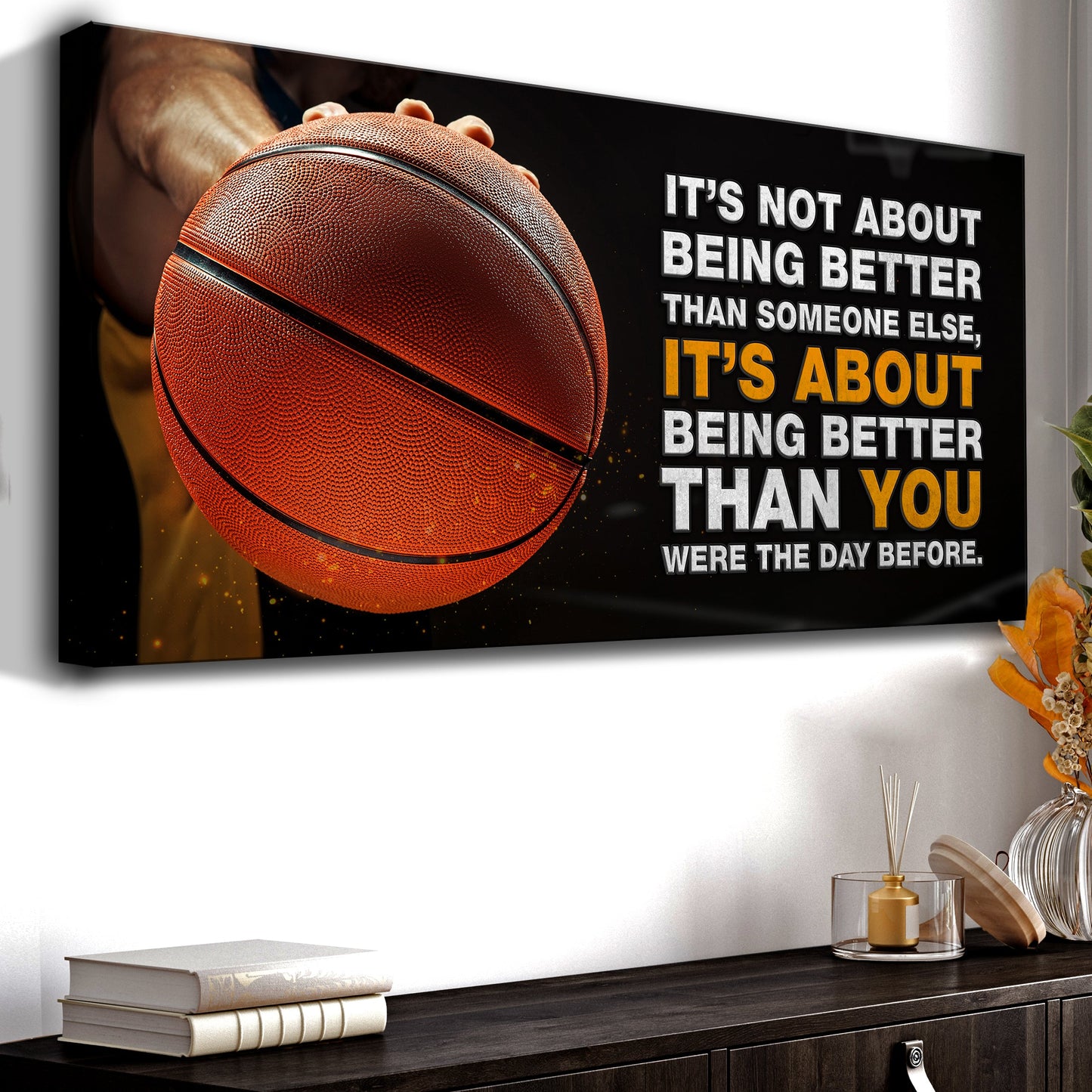 Gym motivational sports quote canvas art with athletic inspiration message