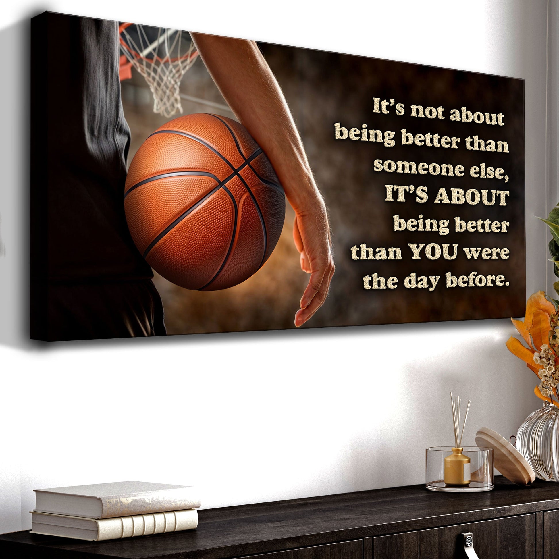 Motivational sports quote canvas wall art for athletes and competitors