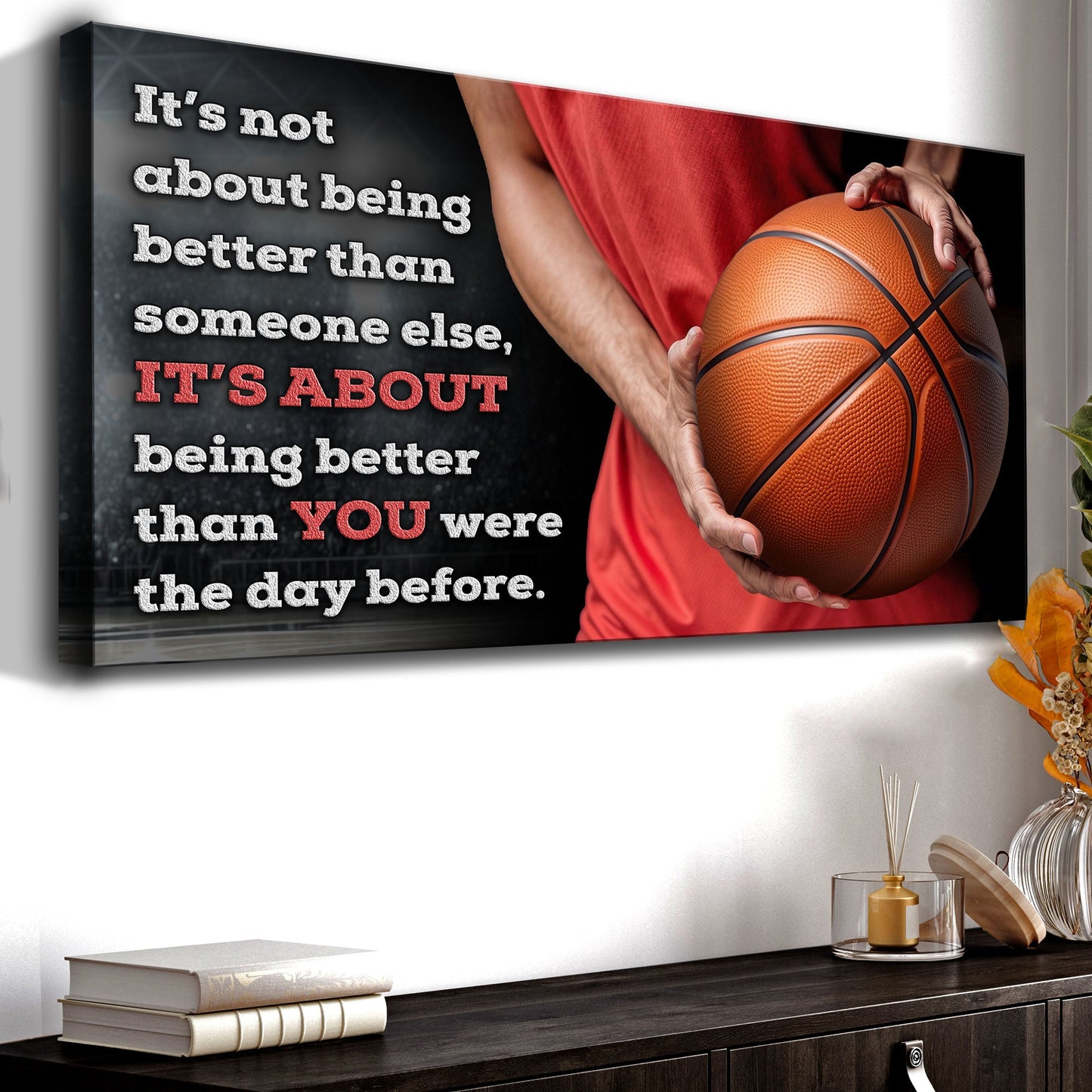 Competitive mindset sports quote canvas wall art for athletes