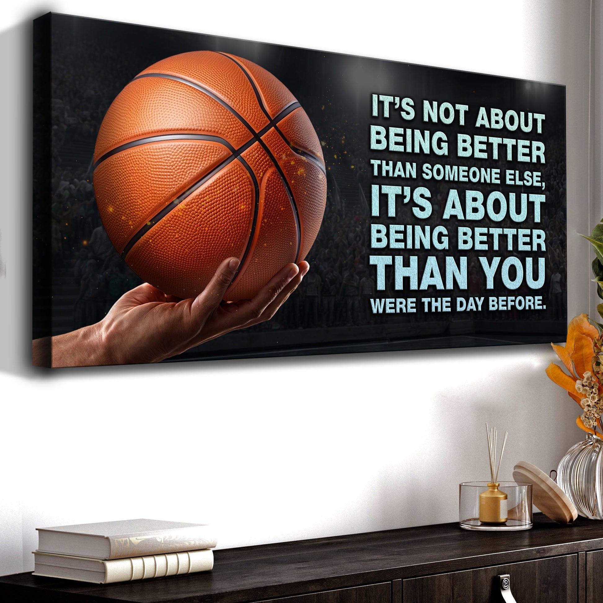 Sports motivational quote canvas wall art for home gym or sports room